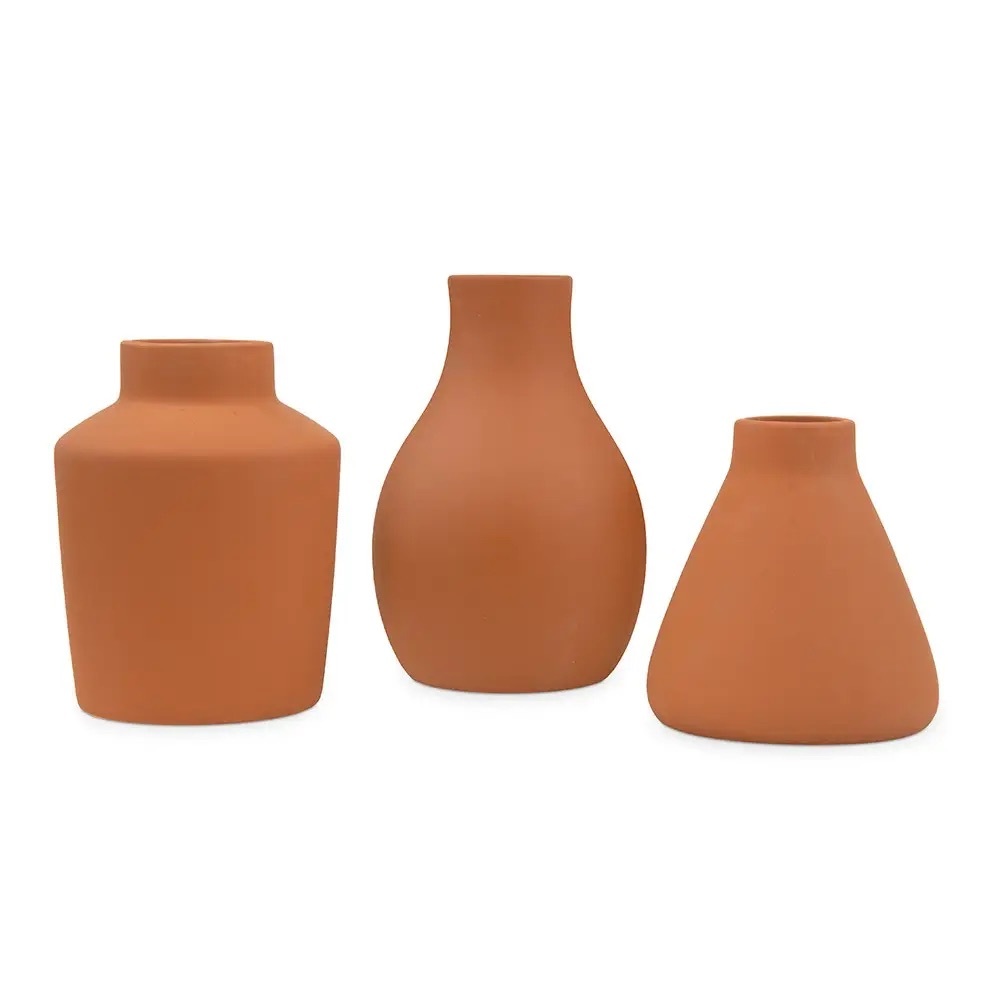 Set of terracotta bud vases